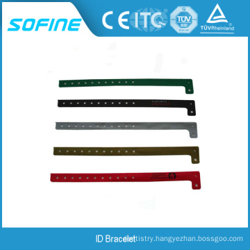 Promotional Disposable PVC Material L shaped one time use ID bracelets